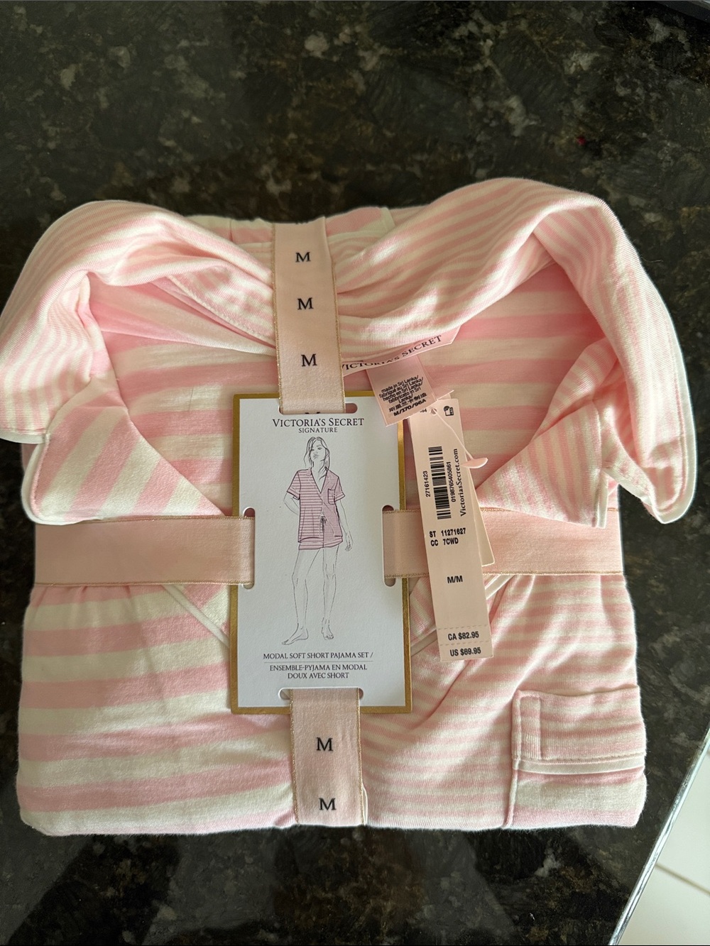 Victoria's Secret Pink & White Striped Modal Pajama Set